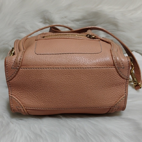 SALE! Celine Luggage Nano Shopper Calfskin Pink/Beige 2 Way Mini Bag W/DB/Strap - Picture 3 of 16